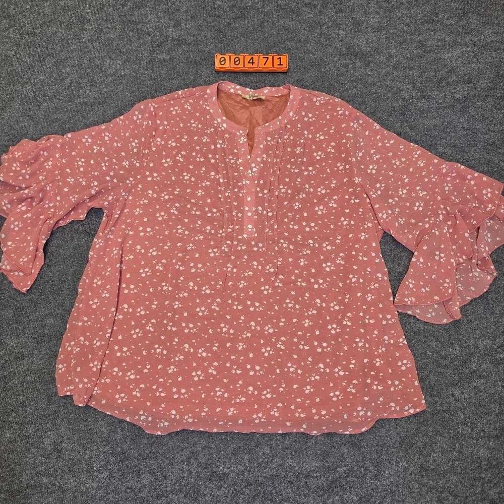 Pink Timeson blouse with white floral print, size XXL